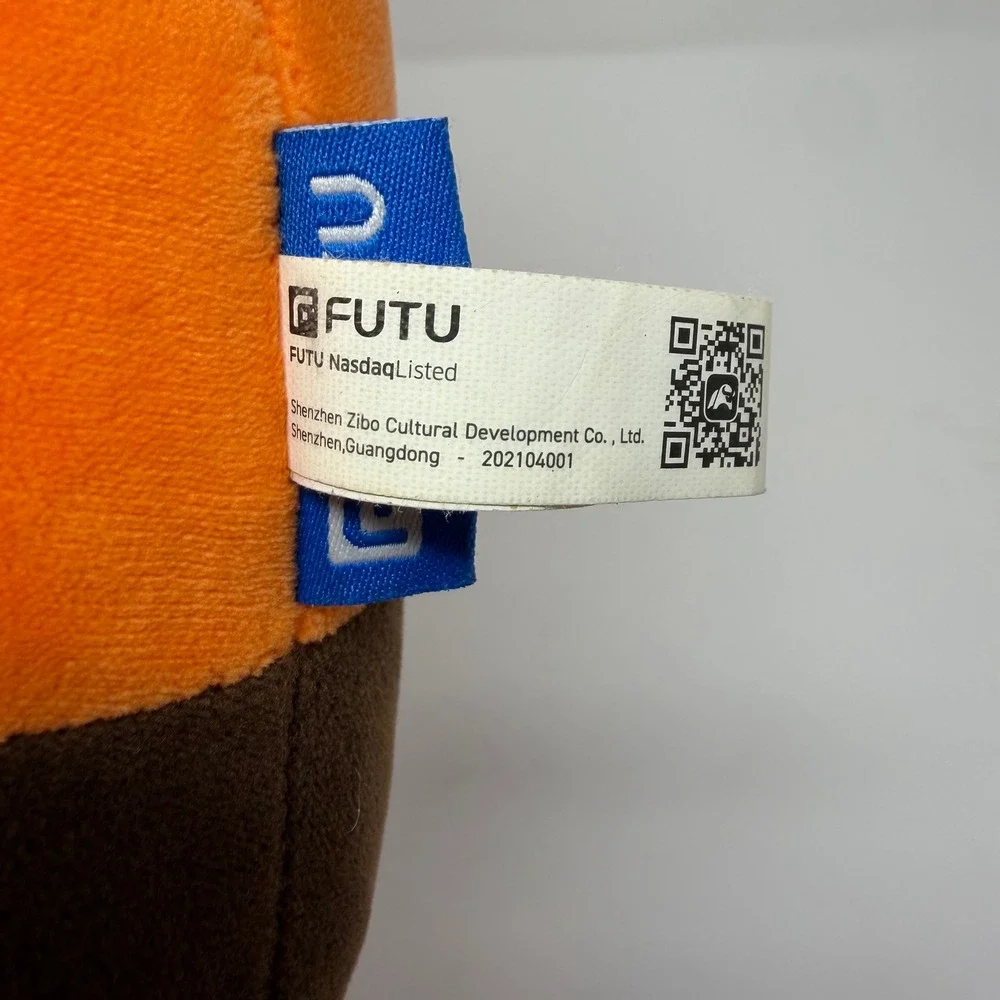 FUTU Neck Pillow Orange Brown Plush Travel Headrest Snap Closure